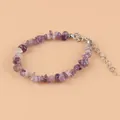 Bracelet élégant en pierres d'améthyste violettes avec fermoir mousqueton et chaînette - Améthyste