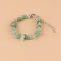 Bracelet élégant en éclats de pierre verte naturelle irrégulière avec fermoir en argent - Aventurine Verte