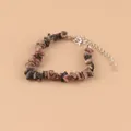 Bracelet en pierres naturelles concassées irrégulières avec fermoir mousqueton et chaîne - Rhodonite