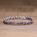 Handmade purple variegated stone bead bracelet with gold spacers for men and women - Purple Imperial Stone
