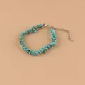 Bracelet en pierres de turquoise irrégulières avec fermoir mousqueton et chaîne d'extension. - Turquoise