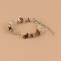 Bracelet en éclats de pierres naturelles irrégulières avec chaînette d'extension argentée - Agate de Perse