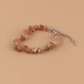 Bracelet en éclats de pierre naturelle pêche avec fermoir mousqueton argenté réglable - Aventurine Rouge