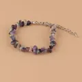 Bracelet en améthyste naturelle et pierres irrégulières avec sa chaîne d'extension - Fluorine Violette