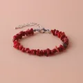 Bracelet en pierres concassées rouges naturelles avec chaîne d'extension - Corail Rouge