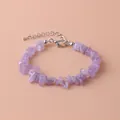 Élégant bracelet en éclats d'améthyste violette naturelle irrégulière avec fermoir argent - Jade Violet