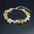 Bracelet en pierres de cristal concassées jaunes et blanches avec fermoir mousqueton - Aventurine Jaune