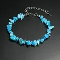 Bracelet en pierres naturelles bleues concassées avec chaîne d'extension argentée - Turquoise Bleue
