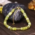 Bracciale regolabile in acciaio inossidabile con perle a pallottoliere verde chiaro - Giada di Taiwan