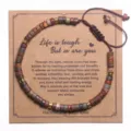 Verstelbare handgemaakte armband met natuurlijke Picasso jaspis kralen op kaart - Picasso Steen (Met Inspirerende Kaart)