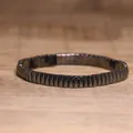 Detailed macro view showing the unique textured pyramid beads of this hematite bracelet - Pyramid Miniature Style (#23)