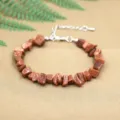 Brown goldstone irregular crushed stone bracelet with adjustable silver extension chain - Gold Sandstone