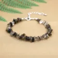 Natural smoky quartz crystal chip bracelet with an adjustable silver lobster clasp - Smoky Quartz