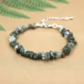 Natural green aventurine irregular chip bracelet with silver lobster clasp - Moss Agate