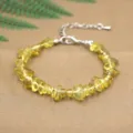 Handmade natural citrine irregular chip bracelet with adjustable lobster clasp chain - Yellow Glass