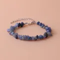 Natural blue irregular crushed stone chip bracelet with silver lobster clasp extension - Blue Aventurine