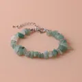 Natural green aventurine irregular chip stone bracelet with an adjustable silver chain - Green Aventurine