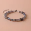 Natural faceted grey labradorite gemstone chip bracelet with silver adjustable clasp - Labradorite Grade A