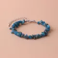 Handmade irregular blue apatite crystal stone bracelet with adjustable lobster clasp chain - Apatite