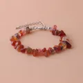 Natural irregular red carnelian crushed stone variant bracelet with lobster clasp - Red Agate