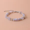 Natural crystal irregular crushed stone bracelet with adjustable silver lobster clasp - Purple Agate