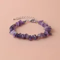 Natural purple amethyst irregular stone chip bracelet with adjustable lobster clasp - Amethyst B