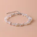 Natural white crystal irregular chip gemstone bracelet with silver lobster clasp - White Moonstone
