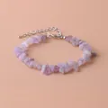 Natural irregular purple amethyst crystal chip charm bracelet with adjustable chain - Purple Jade B