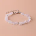 Natural irregular clear quartz crystal chip bracelet with silver-tone chain clasp - Clear Quartz