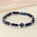 Natural blue lapis lazuli gemstone rectangle beads energy bracelet for women healing stone - Lapis Lazuli