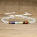 Handmade adjustable braided bracelet with colorful natural stones and rose quartz - Rainbow Stone