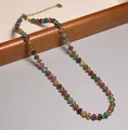 Handgemaakte kleurrijke glaskraal ketting met goudkleurige tussenkralen en slotje - Veelkleurige Ronde Kralen Stijl (XL01038)