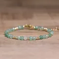 Bracelet fait main ajustable en pierres naturelles à facettes vertes et détails or - Perles Facettées (Ajustable) / Aventurine Verte