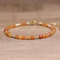 Bracelet fait main en perles de pierre naturelle orange facettée et chaîne réglable - Perles Facettées (Ajustable) / Aventurine Jaune
