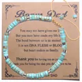 Bracelet fait main en perles de pierre Picasso avec carte cadeau Bonus Dad pour hommes et femmes - Papa Bonus-05 (Thème Beau-père Pierre Bleu Ciel Brune)