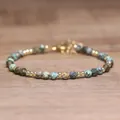 Bracelet de perles en pierre naturelle taillée fait main style bohème sur bois - Perles Facettées (Ajustable) / Pierre de pin africaine