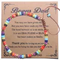 Bracelet fait main en pierres naturelles de Picasso avec cordon réglable sur carte cadeau - Papa Bonus-07 (Thème Beau-père Pierre Multicolore)