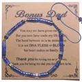 Bracelet fait main en pierre naturelle bleue avec carte de message Bonus Dad cadeau - Papa Bonus-08 (Thème Beau-père Pierre Bleue)