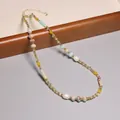 Collier vintage en perles d'eau douce et verre coloré pour femme, style superposition. - Design de Pierre et Perle Multicolore (XL0126)