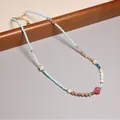 Collier de perles vintage avec perles d'eau douce naturelles et verre coloré - Style Pentagramme et Perle (XL0115)