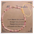 Bracelet perles pierre Picasso rose fait main avec cordon jaune réglable sur carte cadeau - Souviens-toi Toujours-4