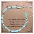 Bracelet fait main en perles de pierre Picasso sur une carte de message inspirante - Souviens-toi Toujours-5