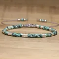 Handmade 2x4mm natural stone spacer bead adjustable braided bracelet for women gift. - Style (36) / Turquoise Tone