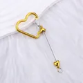 Premium gold heart-shaped carabiner keychain with heart bead accents for backpacks - Yellow