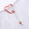 Rose gold heart-shaped beaded carabiner keychain accessory for backpack decoration - Orange