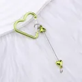 Green electroplated heart carabiner keychain with heart-shaped bead pendant decoration - Matcha Green