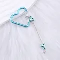 Light blue heart-shaped carabiner keychain with electroplated heart bead charms. - Light Blue