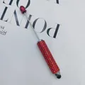 Elegant red rhinestone beadable stylus pen featuring a metallic DIY shaft for touch screens - 1.0mm Bullet Tip / Red