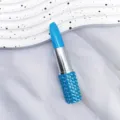 Creative blue rhinestone lipstick shaped ballpoint pen cute decorative stationery gift - Bullet Tip 0.7mm / Blue