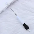 White and black DIY beaded ballpoint pen with comfortable sponge grip handle for crafting - Click Beaded Pen / White